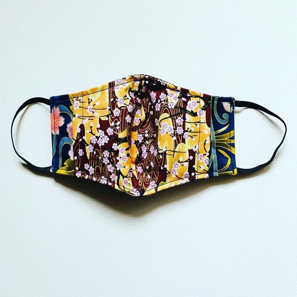 NEW Handmade Batik Midnight Gold Print Face Mask